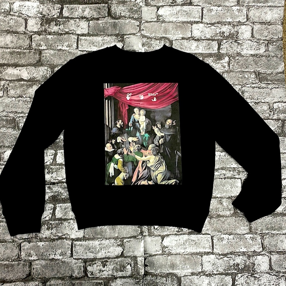 Off-White black small fall crew neck Caravaggio brand new
